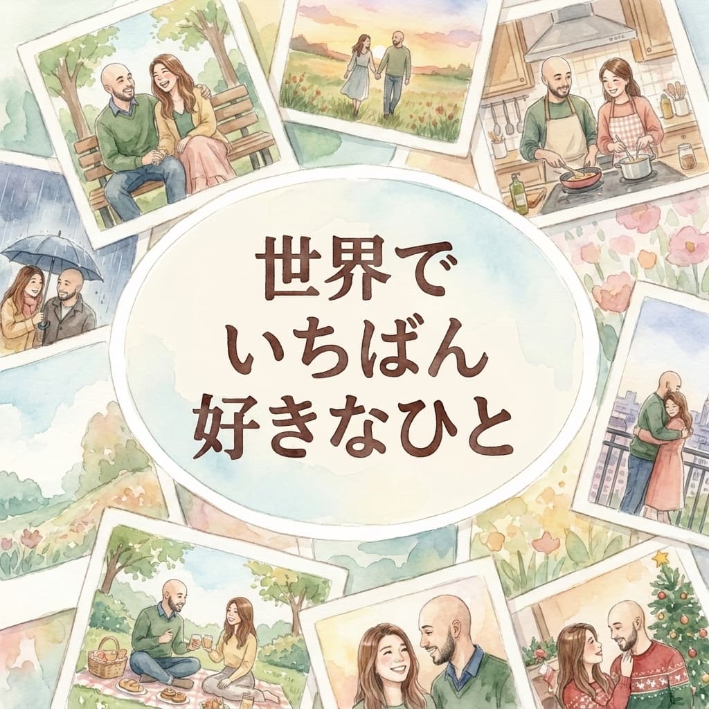 「世界でいちばん好きなひと」の記念日アルバム風絵本表紙