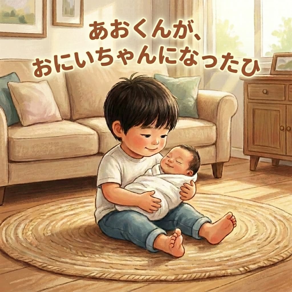 「あおくんが、おにいちゃんになったひ」の絵本表紙