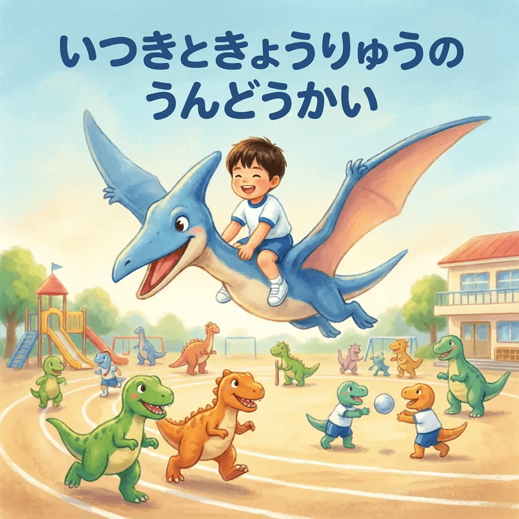 「いつきときょうりゅうのうんどうかい」の絵本表紙