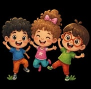 子どもたちが一緒に走っているイラスト